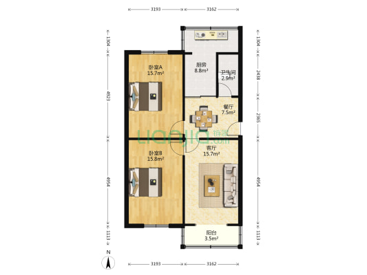 甘肃省杂技团家属院 2室2厅1卫 67平方