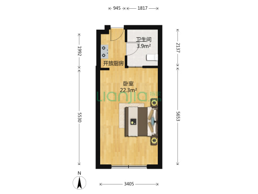 大有恬园公寓 1室0厅1卫 43平方