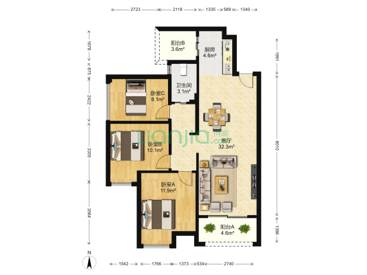 兴汇城 3室1厅1卫 99平方
