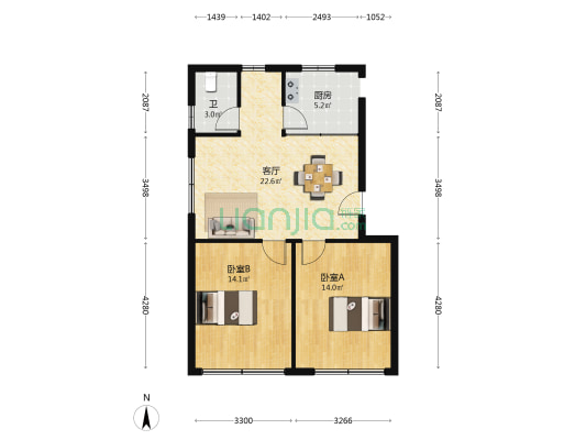 长寿新村 2室1厅1卫 84平方