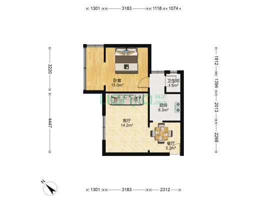 东较场街119号 1室2厅1卫 48平方