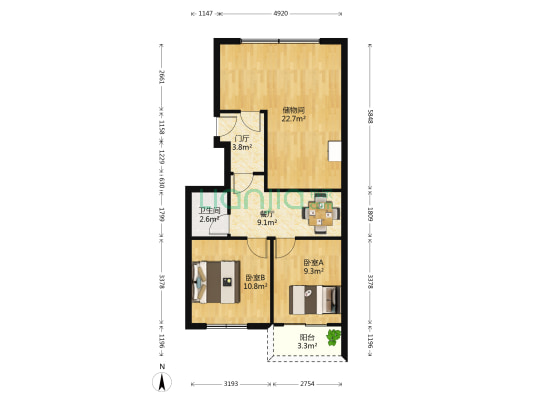 金闽小区三区A区 2室1厅1卫 74平方
