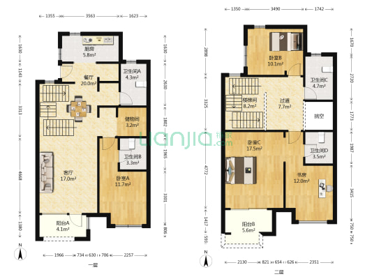 保利蔚蓝林语 4室2厅4卫 153平方