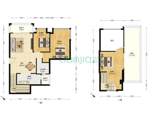 碧海名苑 3室2厅1卫 125平方