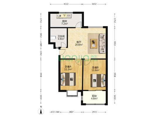 龙润世家 2室1厅1卫 79平方