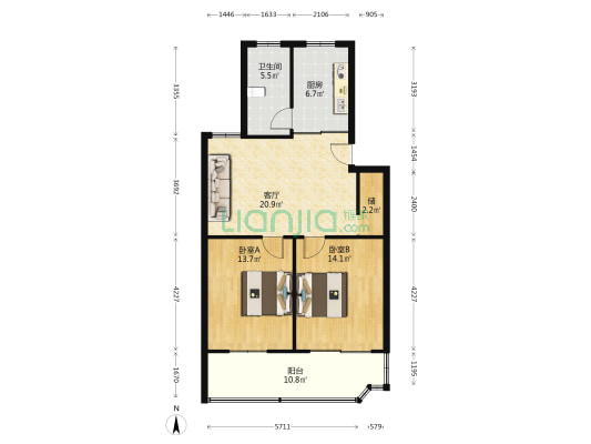 怡城花苑南区 2室1厅1卫 86平方