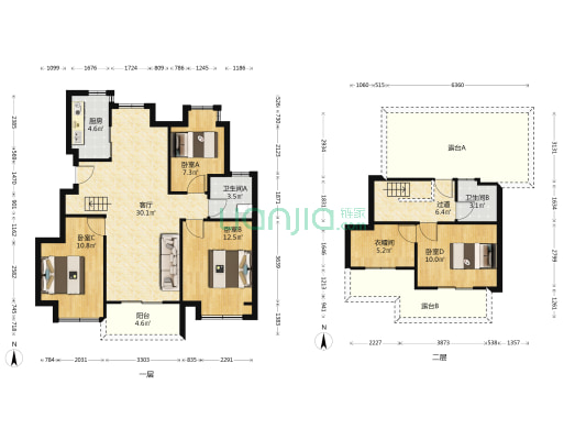 新力云语铂园 4室1厅2卫 124平方