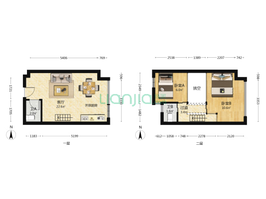 菁英公馆 2室1厅2卫 38平方