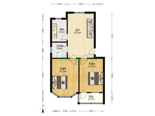宝泉路社区 2室1厅1卫 76平方