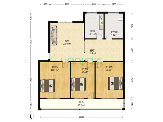 交通局地管所家属院 3室2厅1卫 147平方