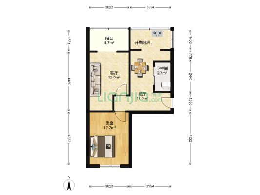 和平街 1室2厅1卫 52平方