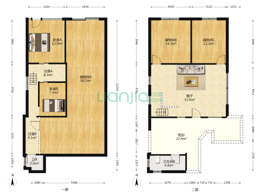 容桂单家容新社区 2室1厅2卫 220平方