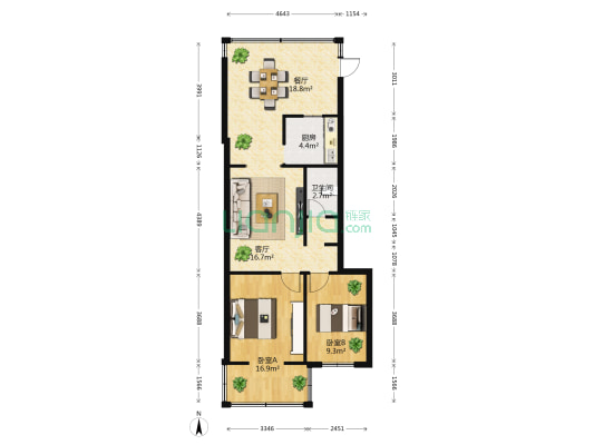 白马小区瑞云里 2室2厅1卫 58平方