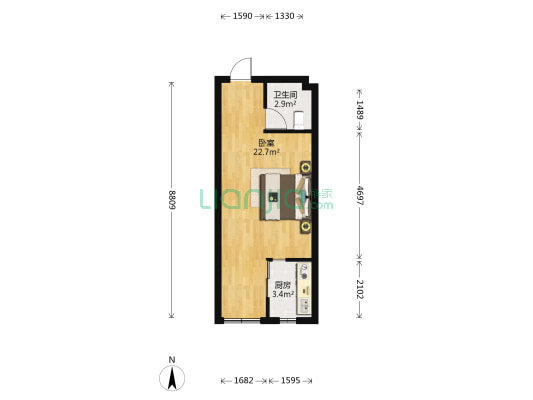 南开蓓蕾城 1室0厅1卫 37平方