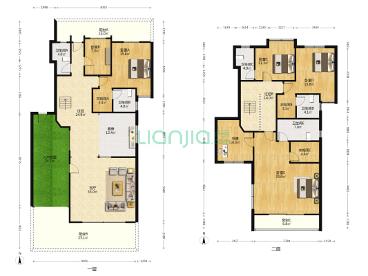 桂畔上东区 6室1厅5卫 290平方