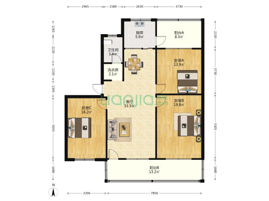 驻马店市盐务局家属院 3室1厅1卫 131平方