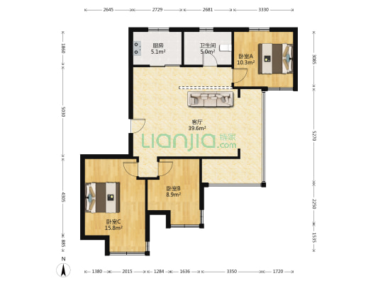 衡泰里宫 3室1厅1卫 102平方