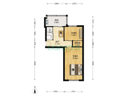 梨树社区 2室1厅1卫 40平方