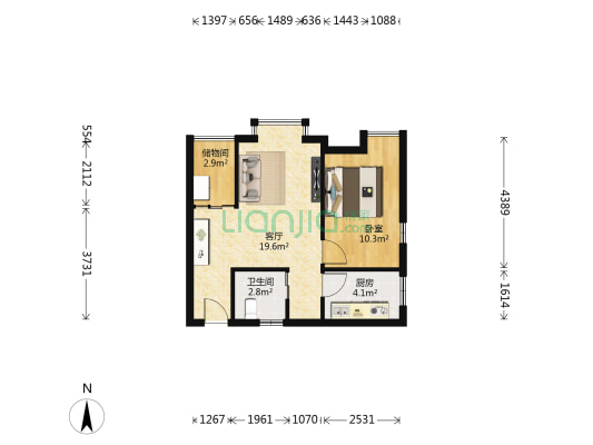 晋平街26号院 1室1厅1卫 52平方