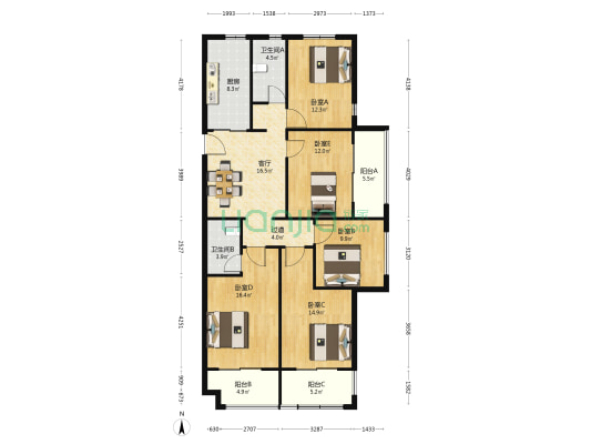 碧桂园颍州府云亭苑 5室1厅2卫 148平方