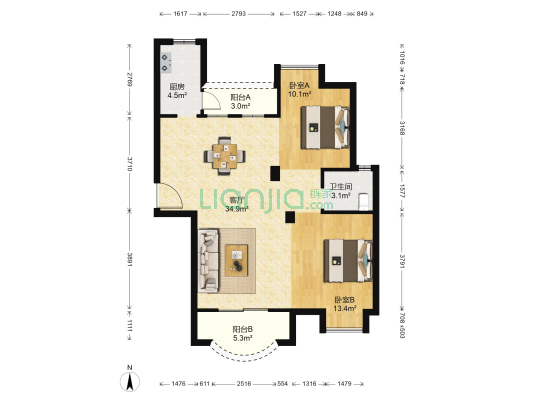 盛世港湾 2室1厅1卫 96平方