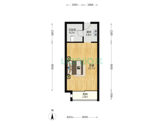 绿洲云溪楼 1室0厅1卫 36平方