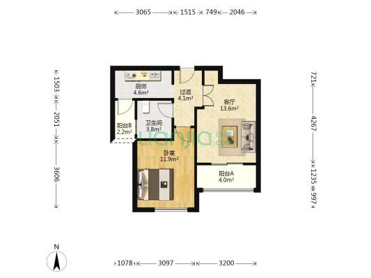 瑞和城贰街区（汇延路59弄） 1室1厅1卫 61平方