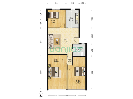 迎凤街29/35/41号 3室1厅1卫 98平方
