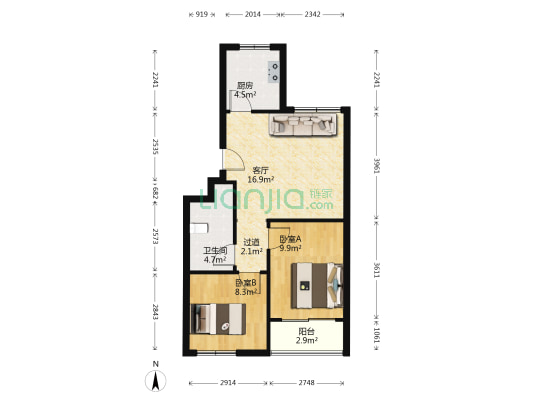 上王埠花园 2室1厅1卫 65平方