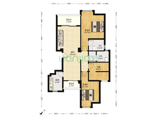 都乐锦庐 3室1厅2卫 110平方