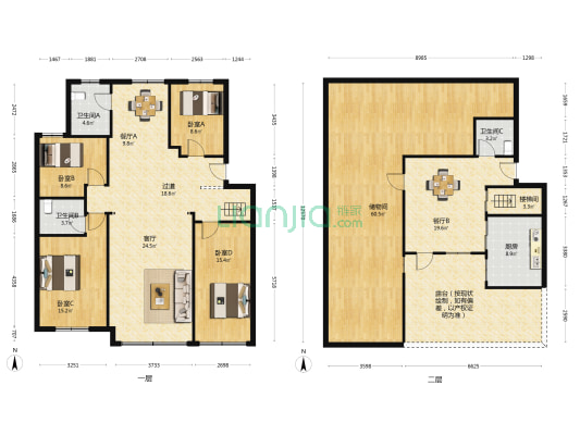 南欣公寓 4室3厅3卫 132平方