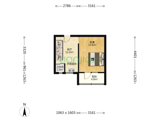 新河里 1室1厅1卫 39平方