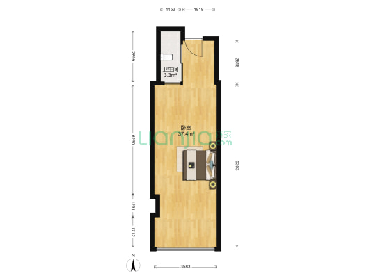 亚洲国际奥斯汀公寓 1室0厅1卫 58平方