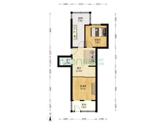徐州矿务局宿舍楼沈场村 2室1厅1卫 49平方