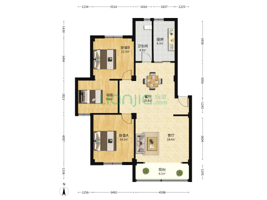 合福苑 3室2厅1卫 111平方