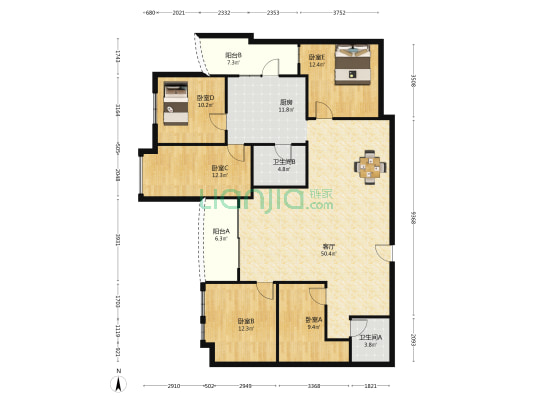富逸华庭 5室1厅2卫 160平方