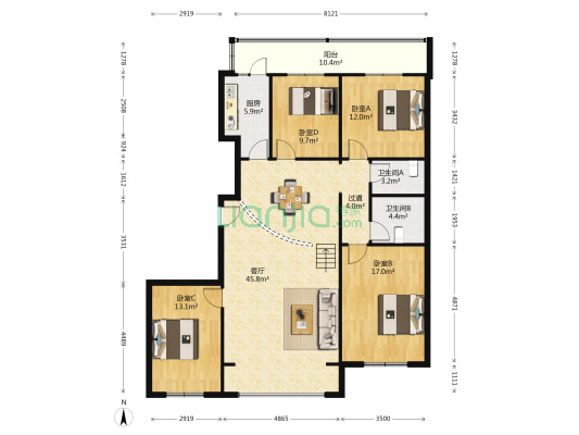 云鼎家园 4室1厅2卫 163平方