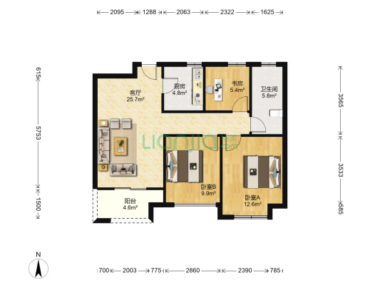 景瑞御蓝湾 3室1厅1卫 88平方