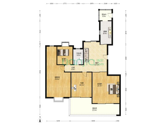 国贸蓝海 3室1厅1卫 158平方
