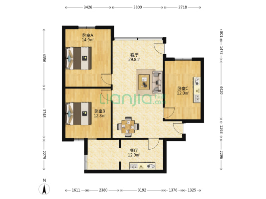 东方小区 3室2厅0卫 110平方