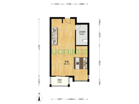 紫竹云山坊 1室0厅1卫 59平方