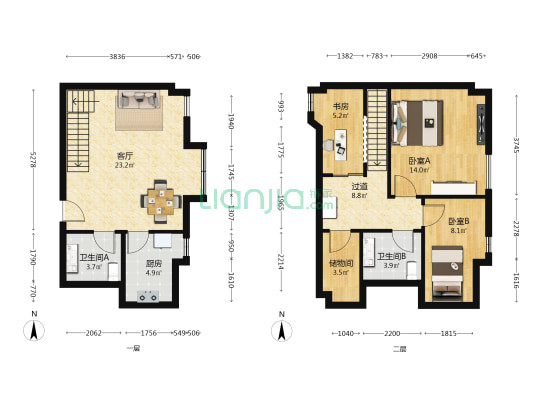兴创D标 3室1厅2卫 55平方