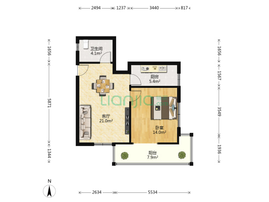 春禧大厦 1室1厅1卫 72平方
