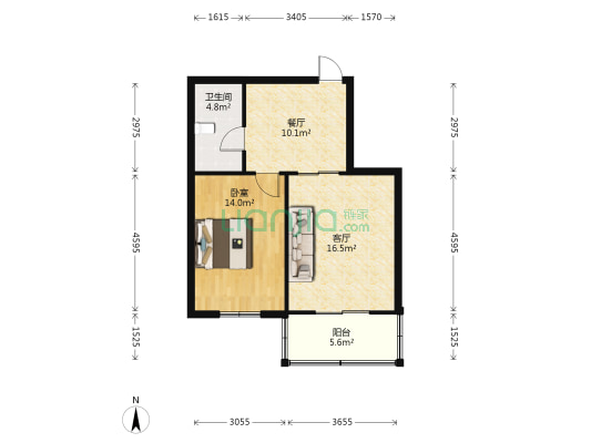 春风里(红桥区) 1室2厅1卫 63平方