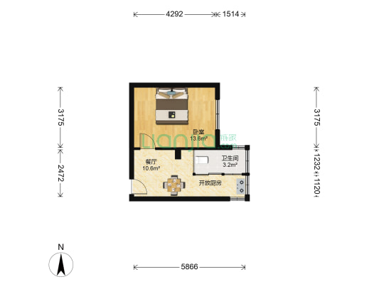 万众里小区（胜利桥北商圈） 1室1厅1卫 33平方