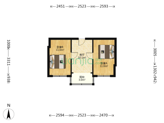 向阳里 2室1厅0卫 63平方