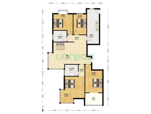 世纪家园 4室1厅2卫 188平方