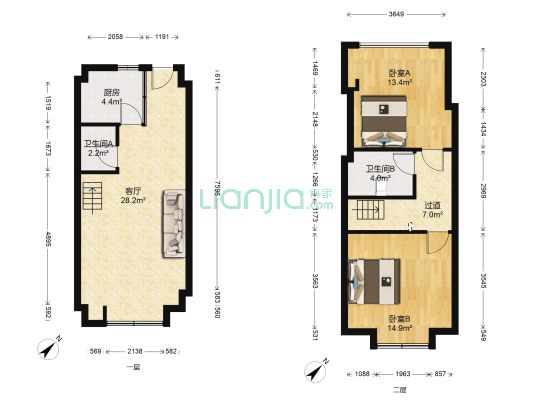 珠海路33号 2室1厅2卫 53平方