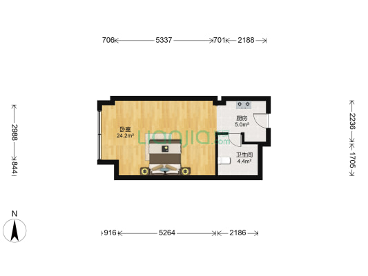 碧桂园御长白（虹寓） 1室0厅1卫 50平方
