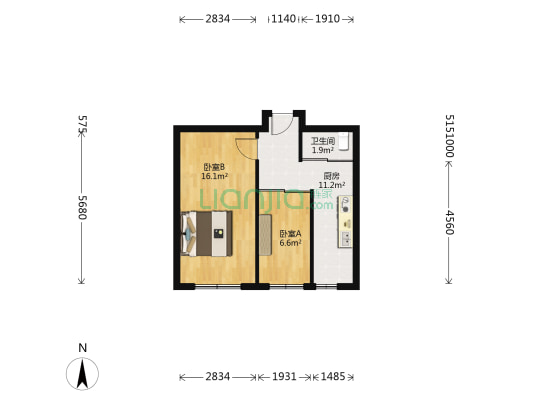 龍泰清河坊 2室0厅1卫 50平方